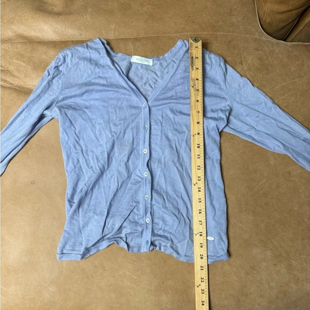 Emilio Pucci Women’s Light Blue Cashmere Cardigan Women’s Size 10 (Flawed)